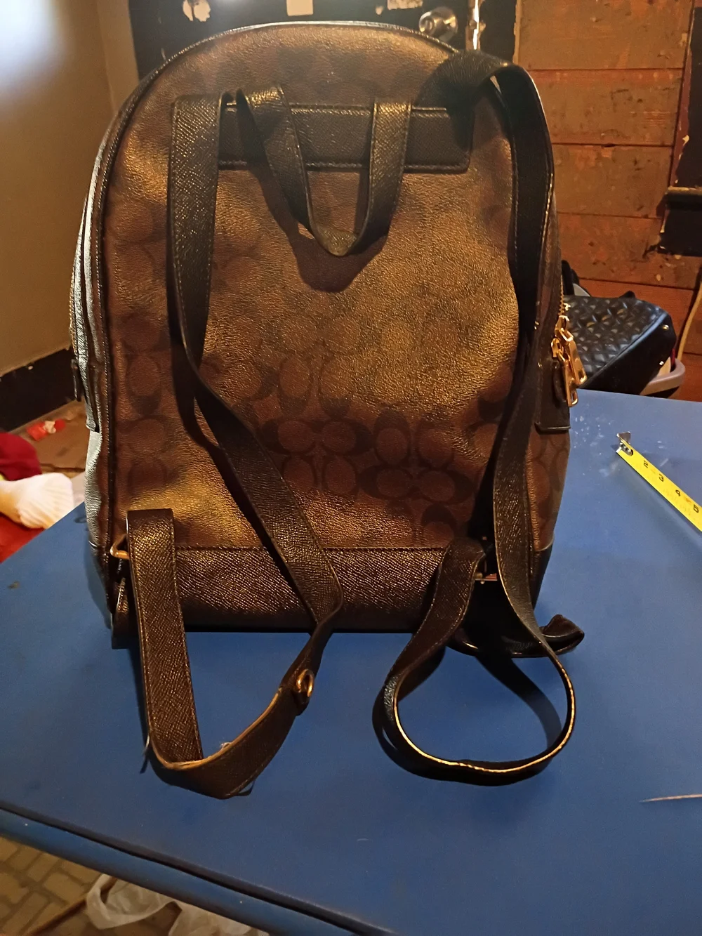 COACH Brown Signature Canvas Backpack